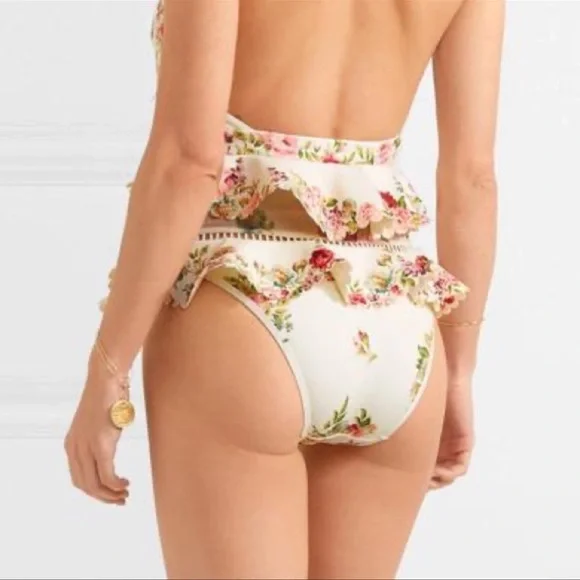 Zimmermann ruffle trim floral lace details swimsuit sz - Picture 6 of 17